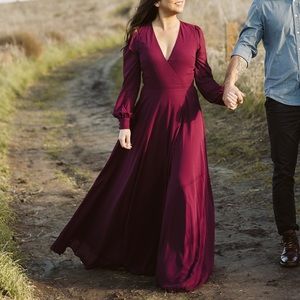Whole Heart Plum Long Sleeve Wrap Dress 